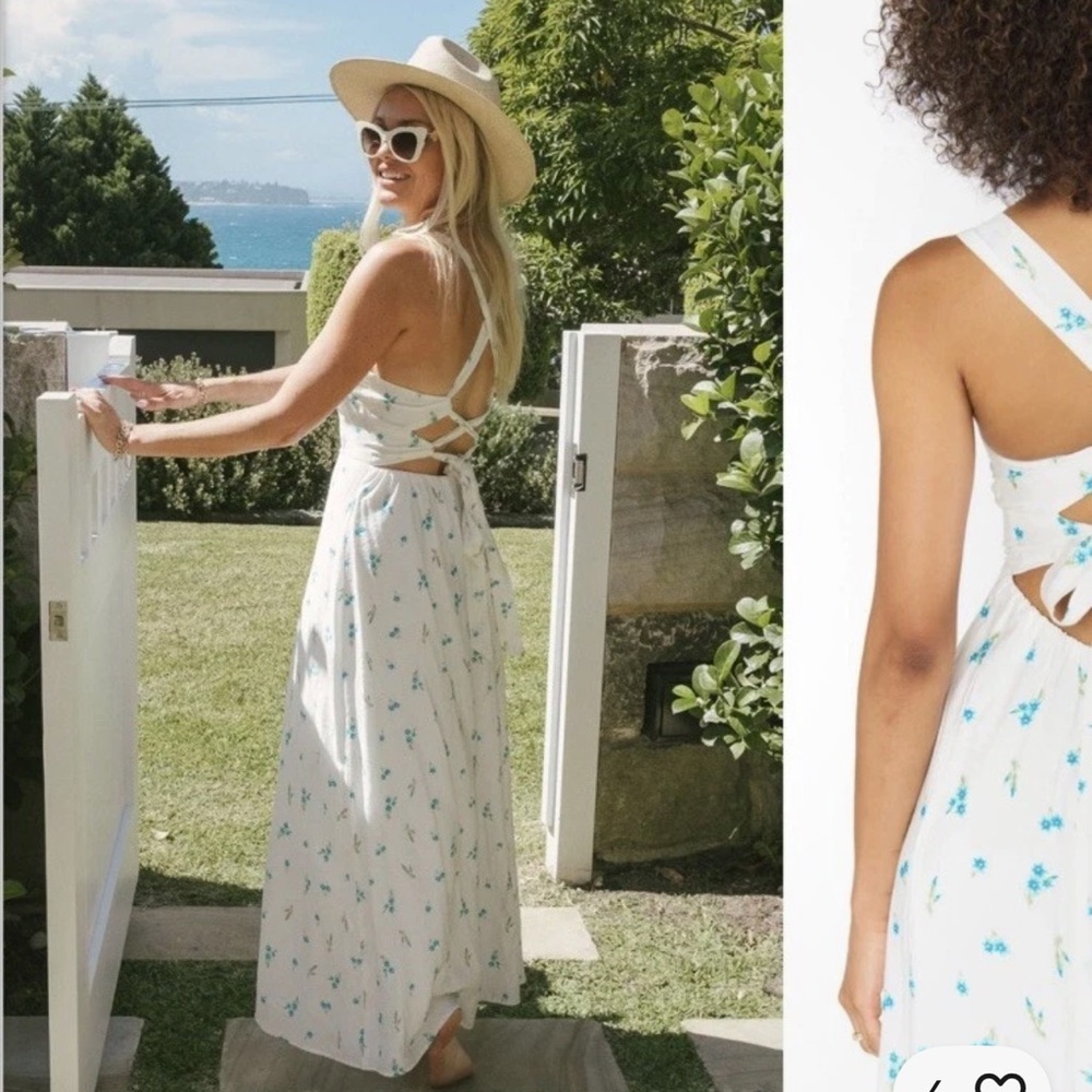 Show me your MUMU x Revolve Marmont midi bluebell ditsy dress size L NWT